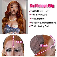 Haha Ginger Red Highlight Ombre Lace Front Wig Human Hair 99J Burgundy Red Orange Wig Skunk Stripe Lace Front Wig Pre Plucked 13