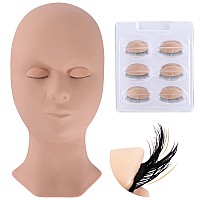 Embagol Lash Mannequin Head With 2 Layers Replaced Eyelids Double Layer Replacement Eyelids For Eyelash Extensions Practicing An