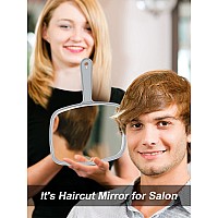 Gladmart Hand Mirror Salon Barber Hairdressing Handheld Mirror With Handlesquareblack And Grey74 X 103 Inches 2Pcs Black