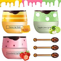 3 Pcs Bee Lip Balm Honey Potstrawberryhoneyapple Lime Lip Sleeping Mask Hydrating Prevention Dry And Cracked Lip Scrubs Exfol