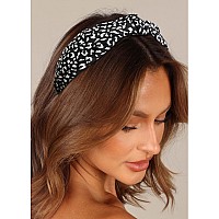 Knotted Headbands For Women Nonslip Fashion Hair Accessories With Cute Wide Top Knot Hoops For Hair In Black White And Leopa