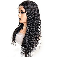 Sakalaka Loose Deep Wave Human Hair Wigs Pre Plucked 12A Grade Hd Lace Closure Deep Curly Wig Human Hair Wigs With Baby Hair For