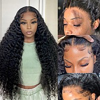 Sakalaka Loose Deep Wave Human Hair Wigs Pre Plucked 12A Grade Hd Lace Closure Deep Curly Wig Human Hair Wigs With Baby Hair For