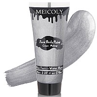 Meicoly Cream Metallic Silver Face Body Paint237Oz Large Tube Water Based Full Body Paint For Adults And Childrenprofessional