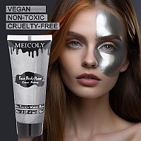 Meicoly Cream Metallic Silver Face Body Paint237Oz Large Tube Water Based Full Body Paint For Adults And Childrenprofessional