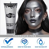 Meicoly Cream Metallic Silver Face Body Paint237Oz Large Tube Water Based Full Body Paint For Adults And Childrenprofessional