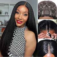 Beauty Forever V Part Wig Yaki Straight Human Hair Upgrade U Part Wigs Glueless Full Head Clip In Half Wig V Shape Wigs No Leave