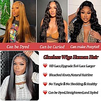 Sakalaka Straight Hd Lace Front Wigs Human Hair Pre Plucked 5X4 Straight Lace Closure Wigs For Women Natural Black Color Glueles