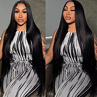 Sakalaka Straight Hd Lace Front Wigs Human Hair Pre Plucked 5X4 Straight Lace Closure Wigs For Women Natural Black Color Glueles