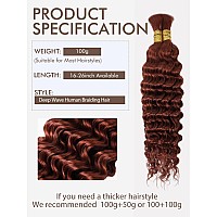 Ginger Braiding Hair 350 Braiding Hair 100G 24 Inch Copper Braiding Hair Extensions Deep Water Wave Curly Bulk Human Hair For Br