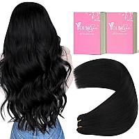 Youngsee Sew In Hair Extension Black Human Hair Weft Extensions Black Sew In Human Hair Extensions Natural Black Sew In Extensio