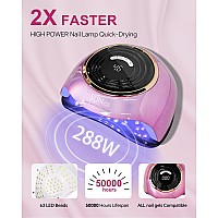 Mirage Layon Uv Led Nail Lamp 288W Professional Nail Dryer For Gel Polish 63 Led Beads Automatic Sensor Nail Curing Lamp With