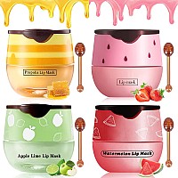 4 Pcs Bee Lip Balm Lip Mask Honey Pothoney Strawberry Watermelon Apple Lime Lip Mask Propolis Moisturizing Lip Balm With