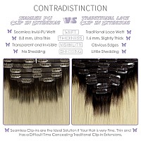 Lacer Hair Seamless Hair Extensions Pu Clip In Real Human Hair 16 Inch R260A Ombre Color Platinum Blonde With Darkest Brown Ro