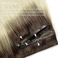 Lacer Hair Seamless Hair Extensions Pu Clip In Real Human Hair 16 Inch R260A Ombre Color Platinum Blonde With Darkest Brown Ro