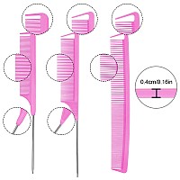 Patelai 12 Pieces Parting Comb For Braids Rat Tail Comb Steel Pintail Comb Fine Teeth Comb Heat Resistant Teasing Combs With Sta