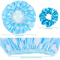 2 Packs Large Shower Cap Waterproof Reusable Shower Cap Double Layers Hat Bath Caps With Hair Scrunchies For Home Spa Salon