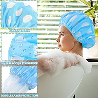 2 Packs Large Shower Cap Waterproof Reusable Shower Cap Double Layers Hat Bath Caps With Hair Scrunchies For Home Spa Salon