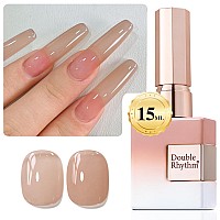 Double Rhythm Translucent Gel Polish Sheer Neutral Natural Light Milky Same Color Same Bottle 15Ml Jelly Nail Polish Nail Art Di