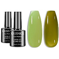 Krisnice Green Gel Nail Polish Jelly Sheer Green Nail Polish Uvled Soak Off Light Green Gel Nail Polish For Autumn And Winter