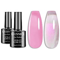 Krisnice Jelly Gel Glitter Jelly Pearl Pink Gel Nail Polish Shimmer Pearl Mermaid Natural Translucent Soak Off Gel Polish Uv Lig