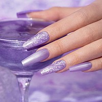 Krisnice Pearl Gel Nail Polish Glitter Pearlescent Shell Gel Polish Beige Pearl Purple Shimmer Mermaid Swirl Thread Effect Gel S