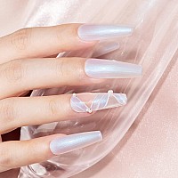 Krisnice Pearl Gel Nail Polish Glitter Pearlescent Shell Gel Polish Beige Pearl Purple Shimmer Mermaid Swirl Thread Effect Gel S