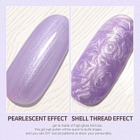 Krisnice Pearl Gel Nail Polish Glitter Pearlescent Shell Gel Polish Beige Pearl Purple Shimmer Mermaid Swirl Thread Effect Gel S