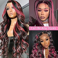 Highlight Lace Front Wig Human Hair 1Bpink Colored Lace Front Wigs Human Hair 13X4 Body Wave Ombre Pink Wig Skunk Stripe Human