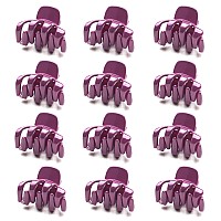 Cobahom 12 Pack Small 12 Inch Plastic Noslip Mini Hair Clips For Thin Hair Styling Women And Girls Glossy Purple