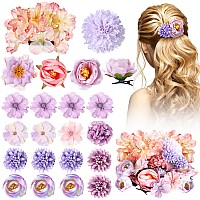 Bbto 21 Pieces Flower Hair Clip Rose Hair Clips Hair Barrettes For Women Flower Hair Accessories Boho Bride Claw Clip Hairpin Br