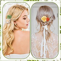 Bbto 21 Pieces Flower Hair Clip Rose Hair Clips Hair Barrettes For Women Flower Hair Accessories Boho Bride Claw Clip Hairpin Br