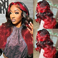 Goldfinch Ombre Red Human Hair Wigs 13X4 Hd Lace Front Wigs Body Wave 180 Density Glueless Wigs Human Hair Pre Plucked Hot Red