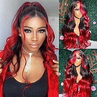 Goldfinch Ombre Red Human Hair Wigs 13X4 Hd Lace Front Wigs Body Wave 180 Density Glueless Wigs Human Hair Pre Plucked Hot Red