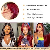 Goldfinch Ombre Red Human Hair Wigs 13X4 Hd Lace Front Wigs Body Wave 180 Density Glueless Wigs Human Hair Pre Plucked Hot Red