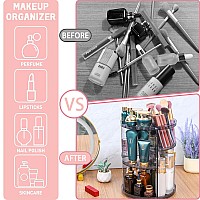 Cq Acrylic 360 Degree Rotating Makeup Organizer Countertop For Vanitadjustable Make Up Holder Heightgrey Plastic Spinning Skin