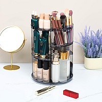 Cq Acrylic 360 Degree Rotating Makeup Organizer Countertop For Vanitadjustable Make Up Holder Heightgrey Plastic Spinning Skin