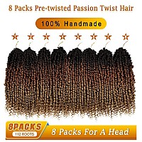 Pretwisted Passion Twist Hair 8 Packs 112 Strands Pre Looped Passion Twist Braiding Hair For Women Short Passion Twists Croch