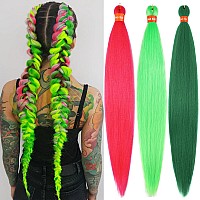 Colorful Pre Stretched Braiding Hair 30 Inch Festival Kanekalon Braid Hair Extensions 3 Packs Braiding Hair Pre Stretchedgreen