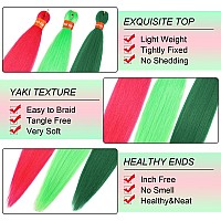 Colorful Pre Stretched Braiding Hair 30 Inch Festival Kanekalon Braid Hair Extensions 3 Packs Braiding Hair Pre Stretchedgreen