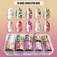 Loveourhome 30 Sheet Metallic Nail Foils Sticker Marble Transfer Nail Foil Sticker Decals Flower Transfer Foil Stickers Wrap Gol