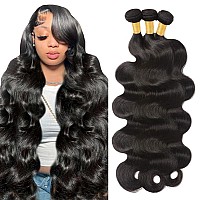 Hellosh Human Hair Bundles 28 30 32 Inch Body Wave Bundles Human Hair 100 Unprocessed Brazilian Virgin Hair 3 Bundles Human Hai