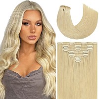 Caliee Clip In Hair Extensions Real Human Hair Pu Weft Invisible Seamless Clip In Human Hair Extensions 7Pcs Long Straight Soft