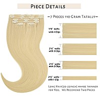 Caliee Clip In Hair Extensions Real Human Hair Pu Weft Invisible Seamless Clip In Human Hair Extensions 7Pcs Long Straight Soft