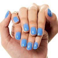 Glamermaid Press On Nails Extra Short Squoval Spring Summer Dusty Blue Glue On Gel Nails 24Pcs Glossy Round Reusable Uv Finish