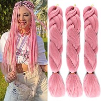 Jumbo Braiding Hair 24Inch Synthetic Braid For Crochet Box Twist Hair For Women And Girls Packs Pre Stretched Box Braids Colorfu