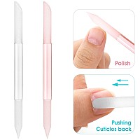 Sibba Glass Cuticle Pusher Cuticle Remover Tool Double Sided Cuticle Trimmer Manicure Stick Professional Precision Filing Abrasi