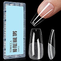 Tomicca Medium Coffin Nail Tips 504Pcs Half Matte Soft Gel Nail Tips 12 Sizes Acrylic Preshaped Nails Full Cover False Nails