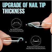 Tomicca Medium Coffin Nail Tips 504Pcs Half Matte Soft Gel Nail Tips 12 Sizes Acrylic Preshaped Nails Full Cover False Nails