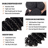 Yocytu 12A Brazilian Deep Wave Bundles With Closure Human Hair 26 28 3020 Curly Hair Bundles Human Hair With Closure 180 Densit